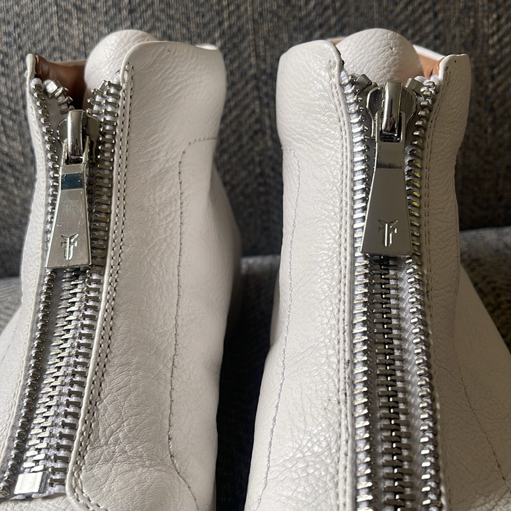 Frye Women's Lena Topstitched Platform White Leather Zip Up High Top Sneaker 10M - Picture 8 of 16